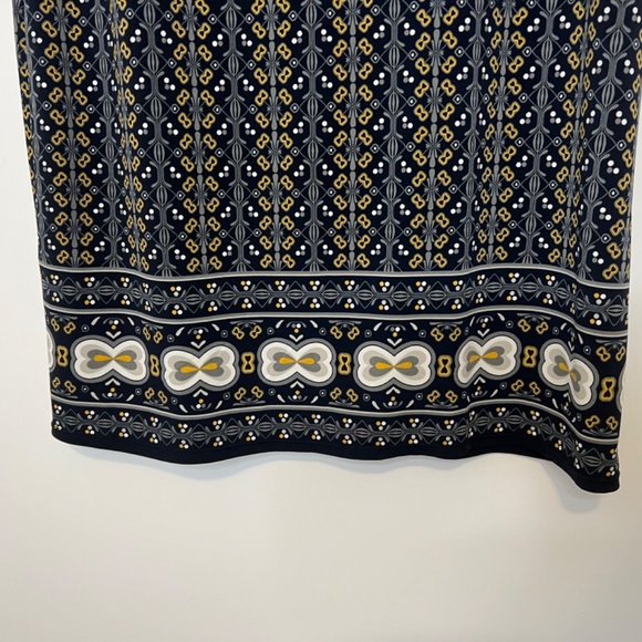 Max Studio Printed Midi Shift Dress Navy Bohemian Paisley 3/4 Length Sleeve - Picture 9 of 11
